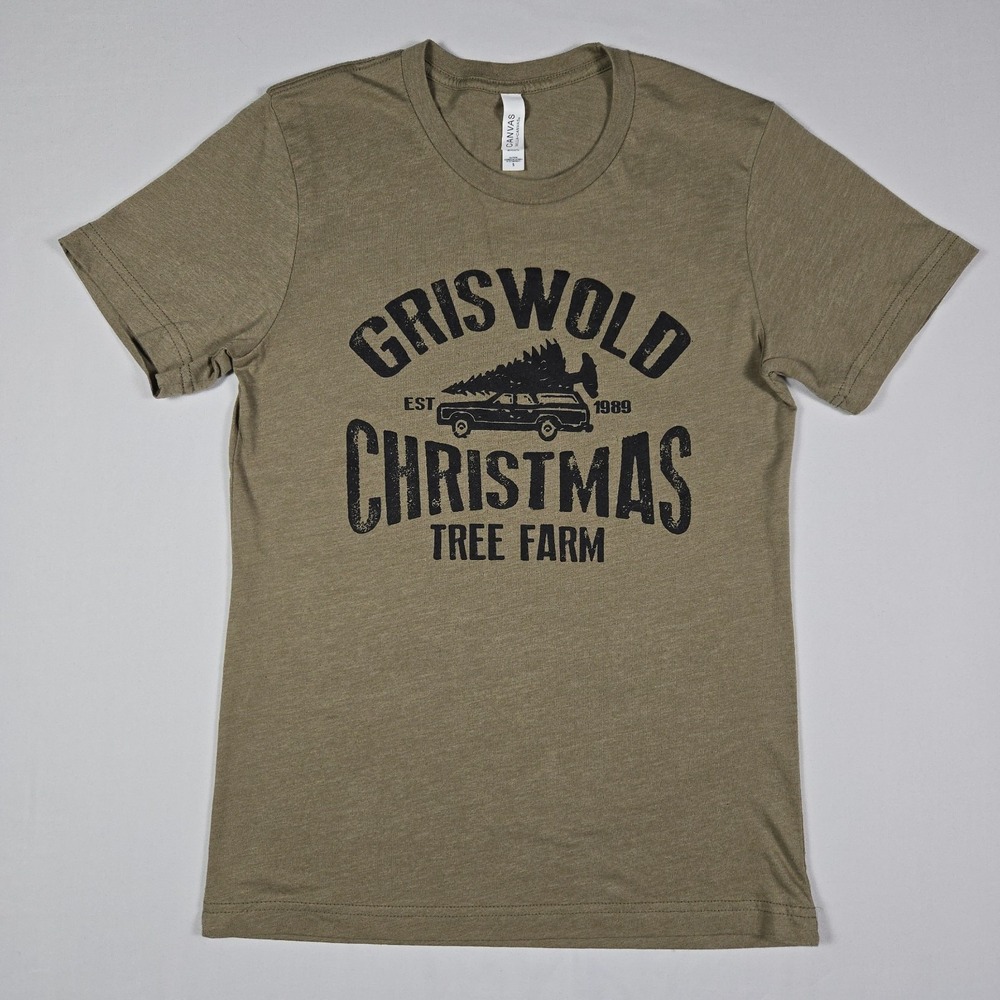 Bella Canvas Mens S Griswold Christmas Tree Farm Graphic Tee Olive Green S Gift - Picture 3 of 9